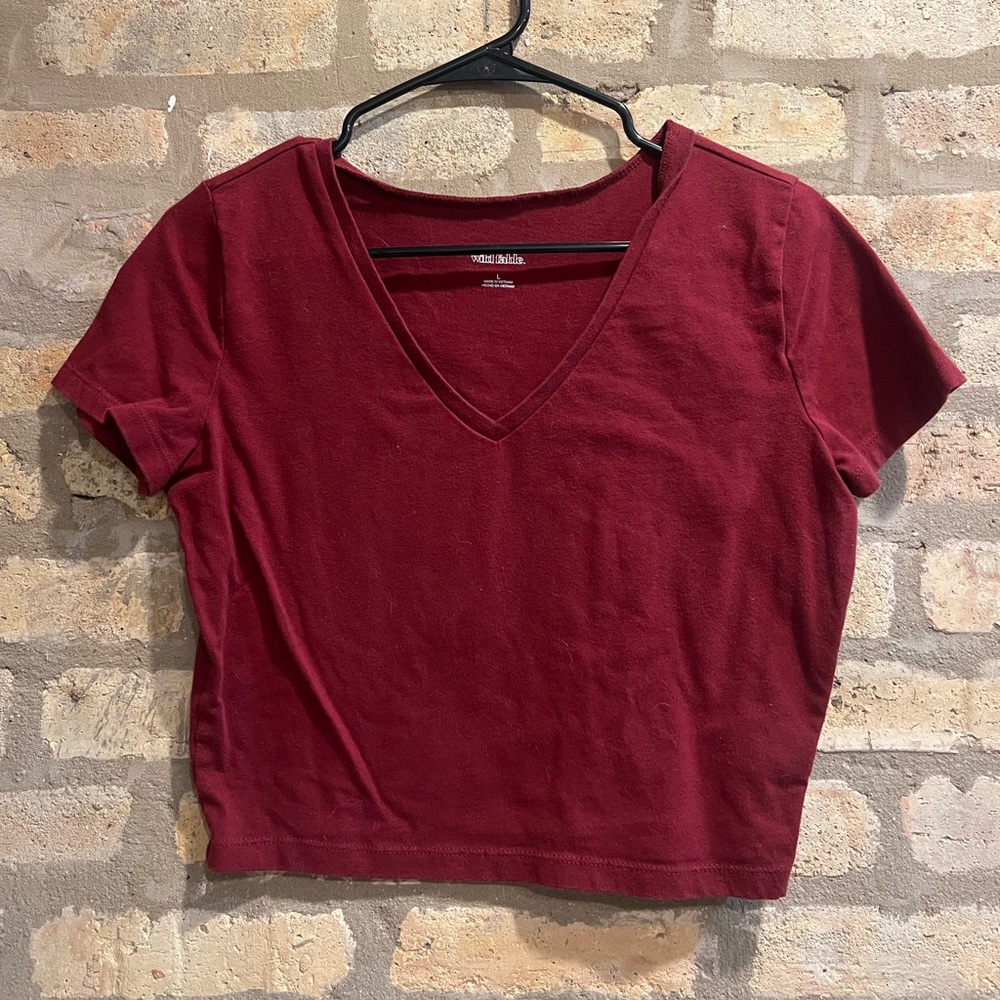 Wild Fable Red Fitted Crop T-Shirt